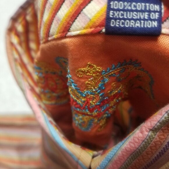 Robert Graham Men's Long Sleeves Button Down Shirt Cotton Stripe Orange Large - Picture 4 of 9